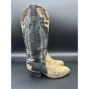 RARE VINTAGE EXOTIC NATURAL TEJU LIZARD SIZE 6 1/2 COWBOY BOOTS USA